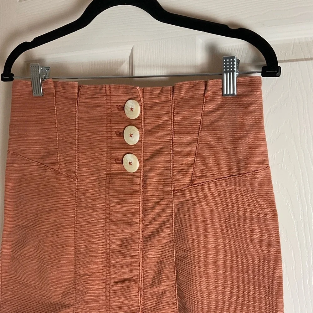 Free People Button-Front Mini Skirt - Rust Size 6